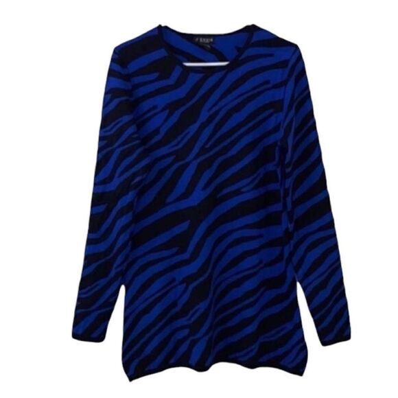 J'envie Striped Black & Blue Sweater (Size XLarge) - Picture 1 of 2